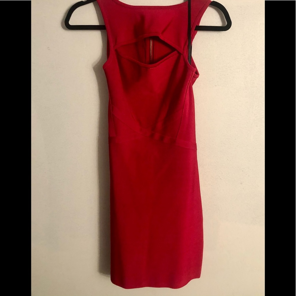 Bebe hot pink cutout bandage bodycon mini dress